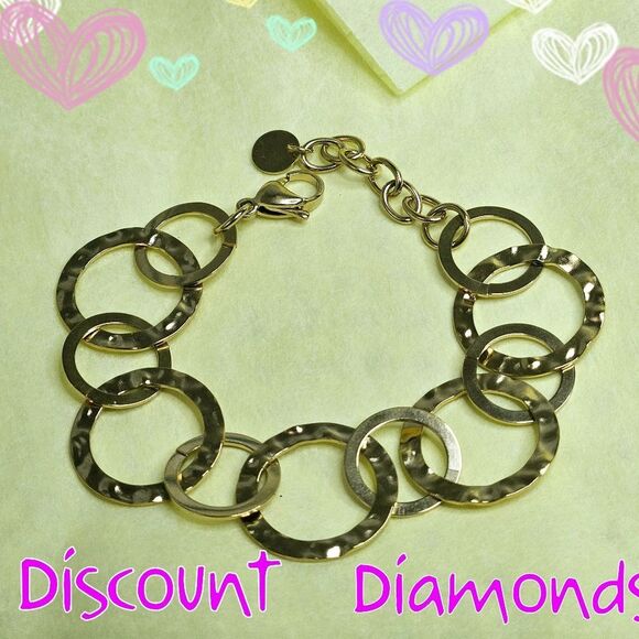 14K Gold Geometric Circle Bracelet on 925 Silver - Picture 1 of 5